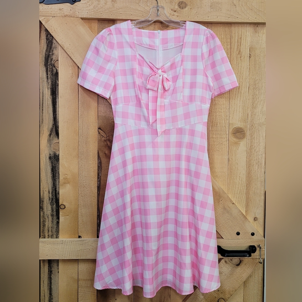 Pink Gingham Dress ~ XL